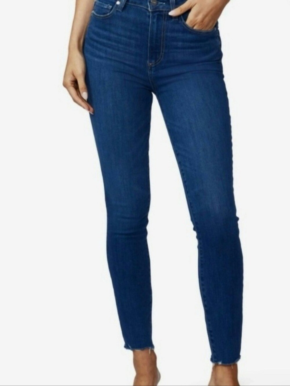 Paige Denim Jean Jeans Margot Ankle Size 27 Model With Tuned Hem